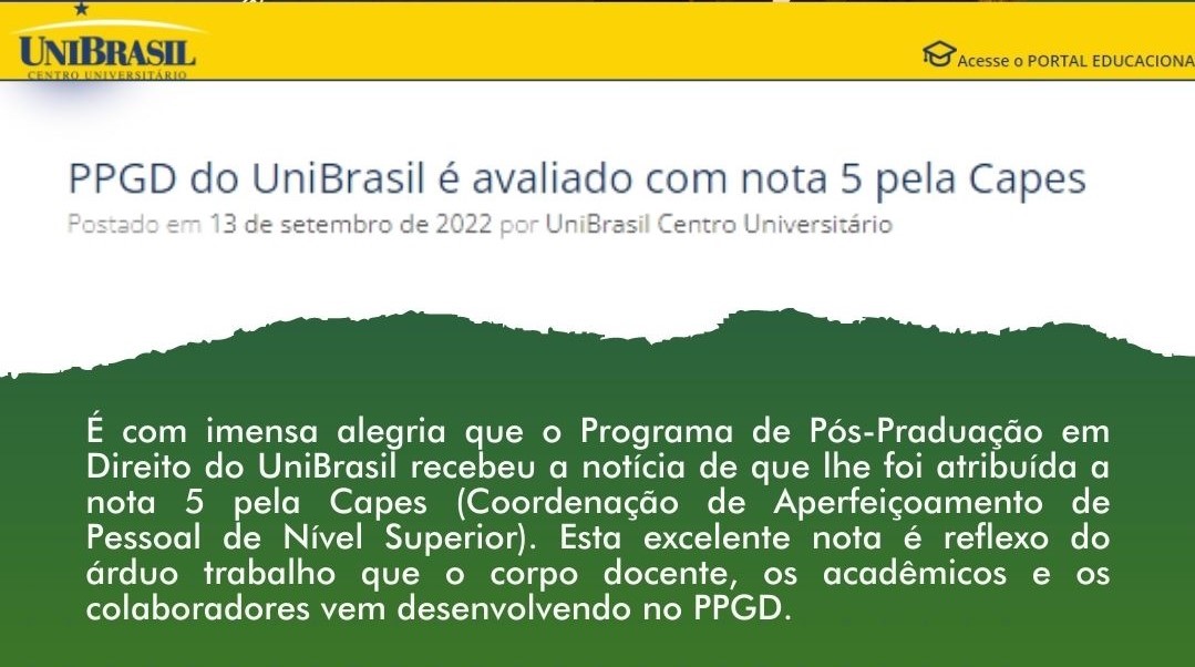 PPGD do UniBrasil é avaliado com nota 5 pela Capes